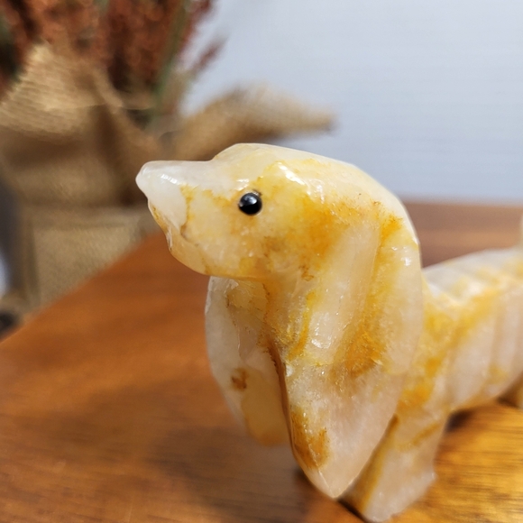 Vintage Carved Stone Onyx Marble Spaniel Dog Figurine - Picture 10 of 10